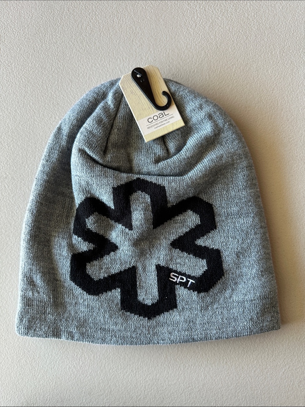 Mens Black Beanie with White Snowflake Logo